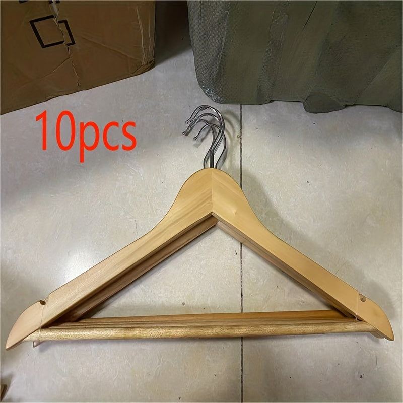 10pcs Non-slip Wood Clothes Hangers Adults Closet Coat Hanger Bedroom Display