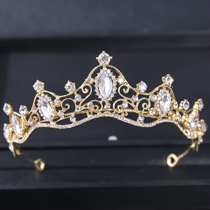 Silvery Crystal Tiara Crown for Women Girls Prom Quinceanera Hair Accessories
