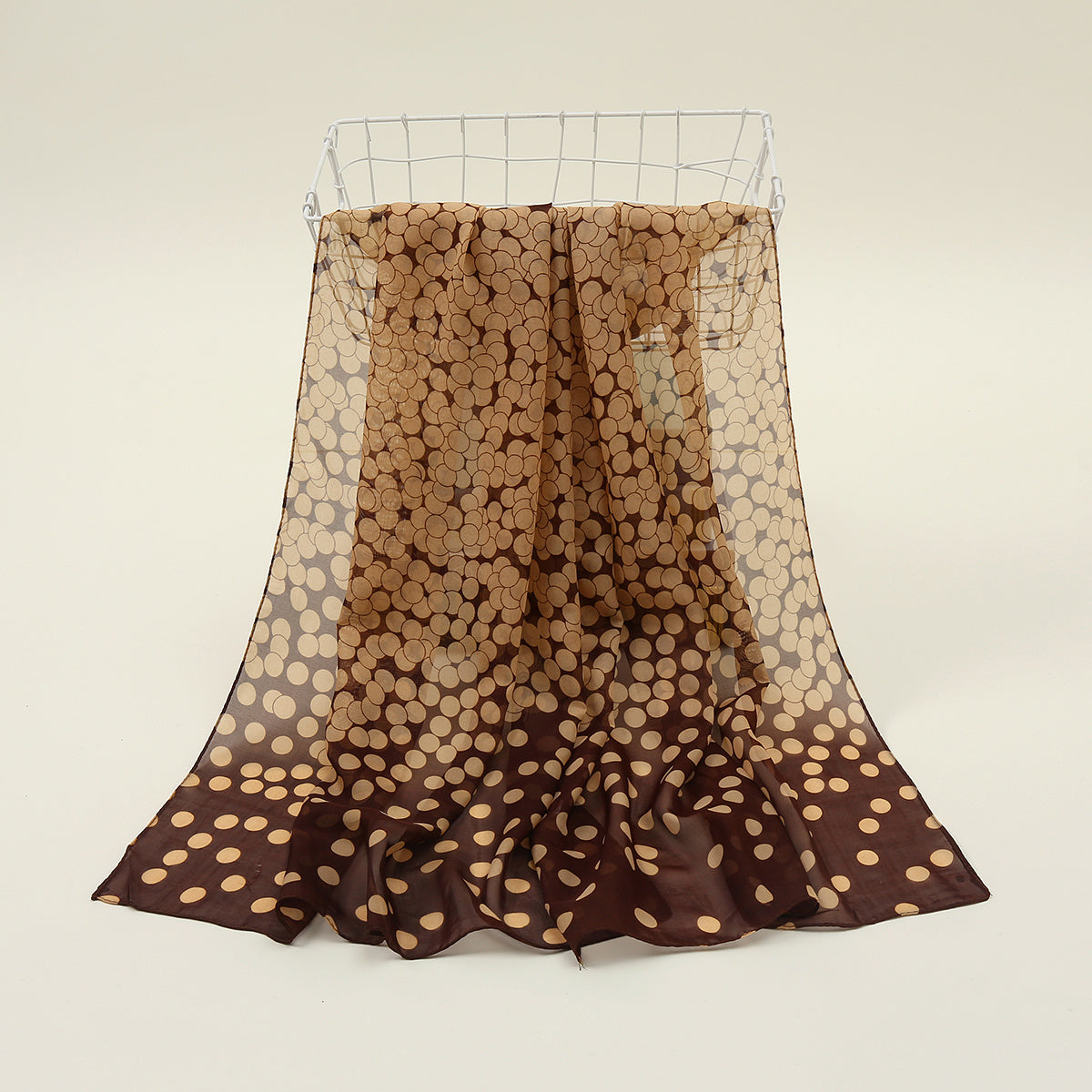 Chiffon Polka Dot Scarf Gradient Head Wrap Sunscreen Shawl