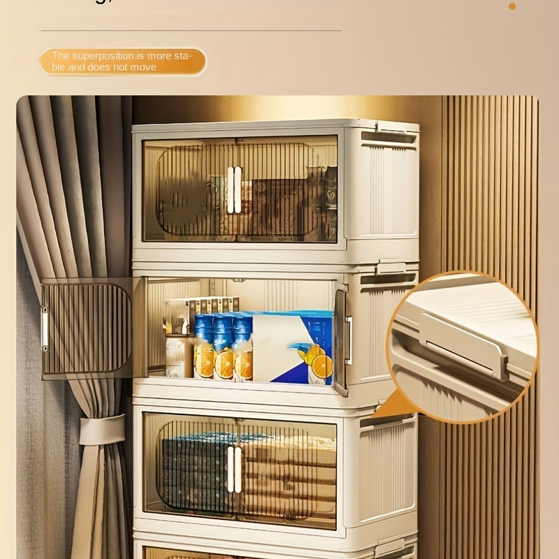 Foldable Storage Box With Lids & Handle - Stackable Shoes Storage