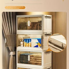 Foldable Storage Box With Lids & Handle - Stackable Shoes Storage