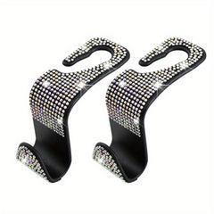 2pcs Bling Car Seat Back Hook Rhinestones Car Handbag Purse Holder