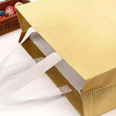4pcs Glitter Golden Gift Bags Reusable Tote Bag Birthday Party