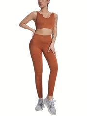 Ribbed Yoga Tank Top & Leggings Set for Women Activewear