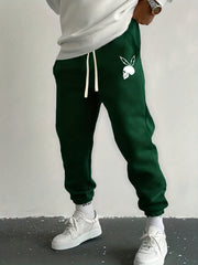 Rabbit Skull Print Drawstring Sweatpants Loose Fit Casual Joggers