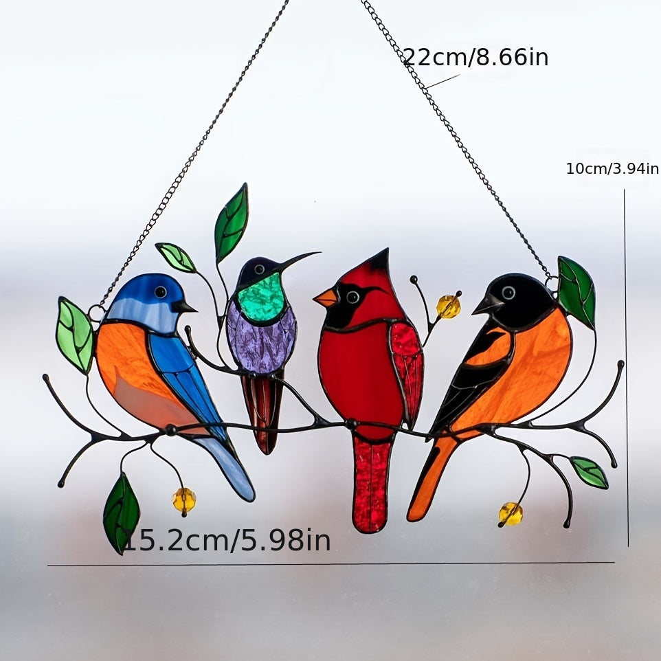 Multicolor Birds Metal Iron Art Double Sided Painted Window Bird