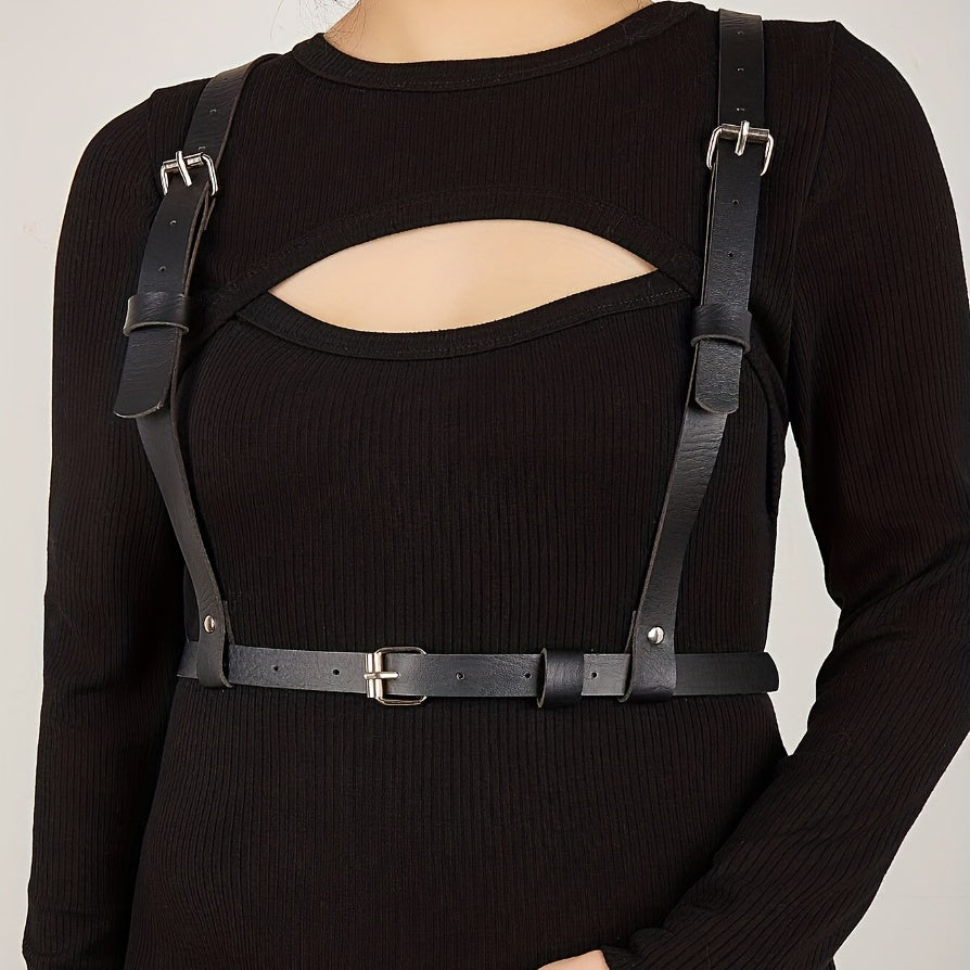  PU Leather Harness Belt Adjustable Punk Waistband Sexy Rivet