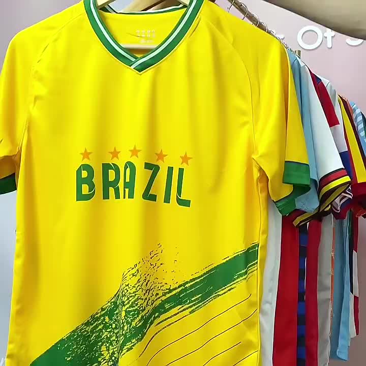Japan Letter Print Striped Soccer Fans Jersey Crew Neck Short Sleeve