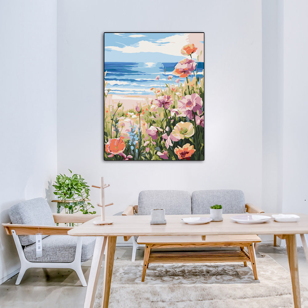 Beach Poppy Painting Kit for Adults - Acrylic Paint Set with Brushes and Hooks
