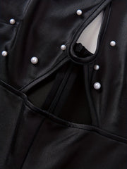 Beaded Cross Halter Neck Jumpsuit Cut Out Backless