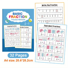 Fractions Practice Book for Ages 3-5 with Colorful Illustrations