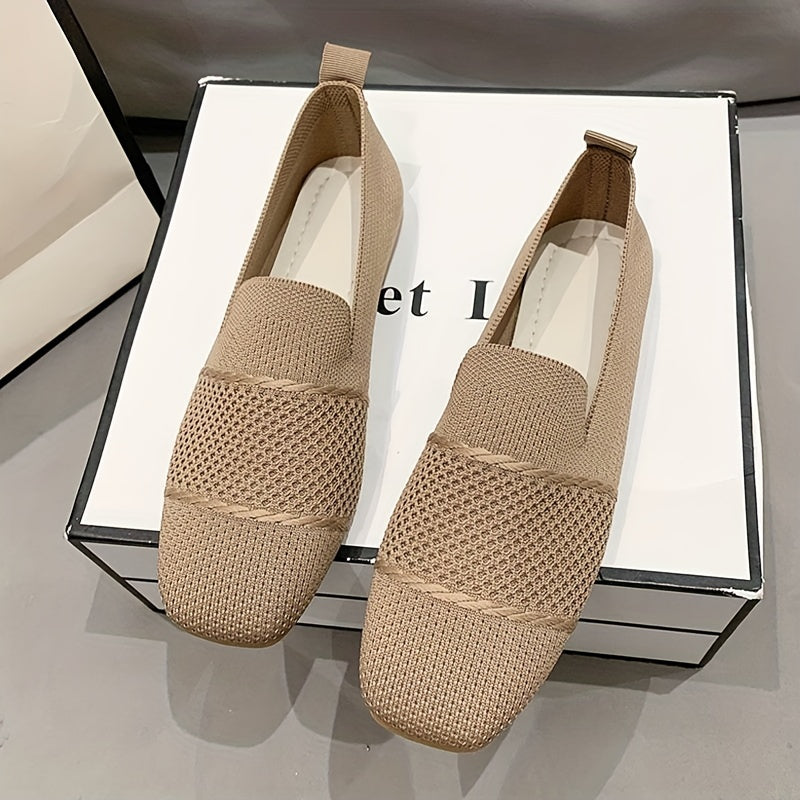 Women's Square Toe Loafers Breathable Flat Shoes Soft Sole Summer Walking Shoes