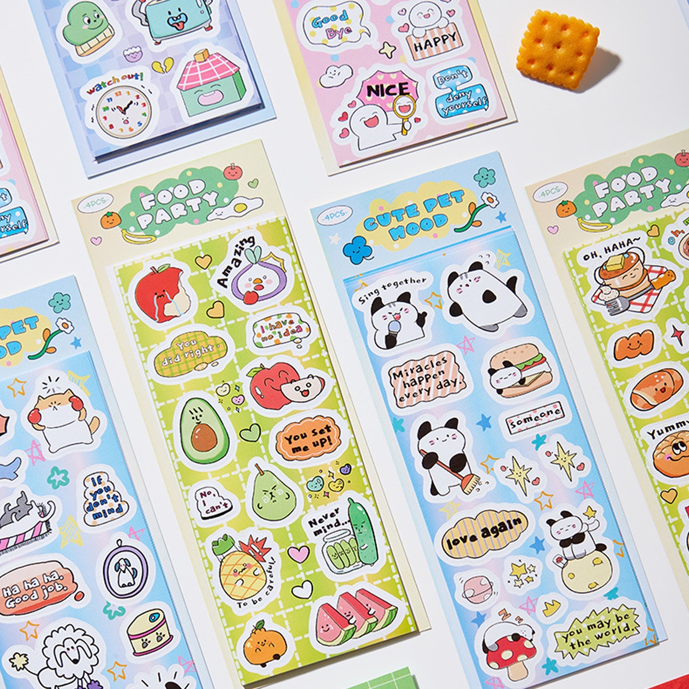 4 Pack Cartoon Graffiti Stickers DIY Decorative Journal Materials
