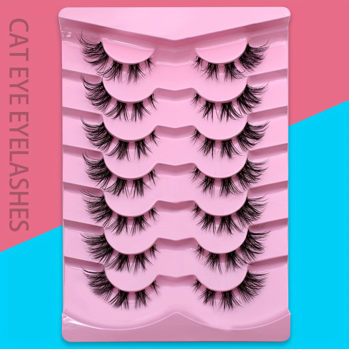 7 Pairs Cat Eye Lashes Faux Mink Wispy False Eyelashes Makeup