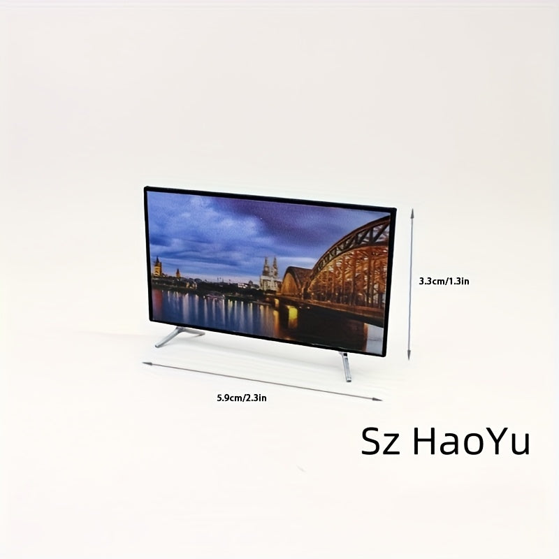 1:12 Scale Plastic Mini TV Model with Stand for Dollhouse Renovation