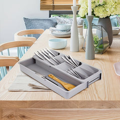 Double Layer Cutlery and Utensil Tray Organizer