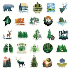 50pcs Green Forest Stickers Healing Waterproof Stickers