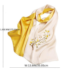 Double Layer Silk Scarf Suzhou Peach Tree Branch Embroidery Silk Scarf