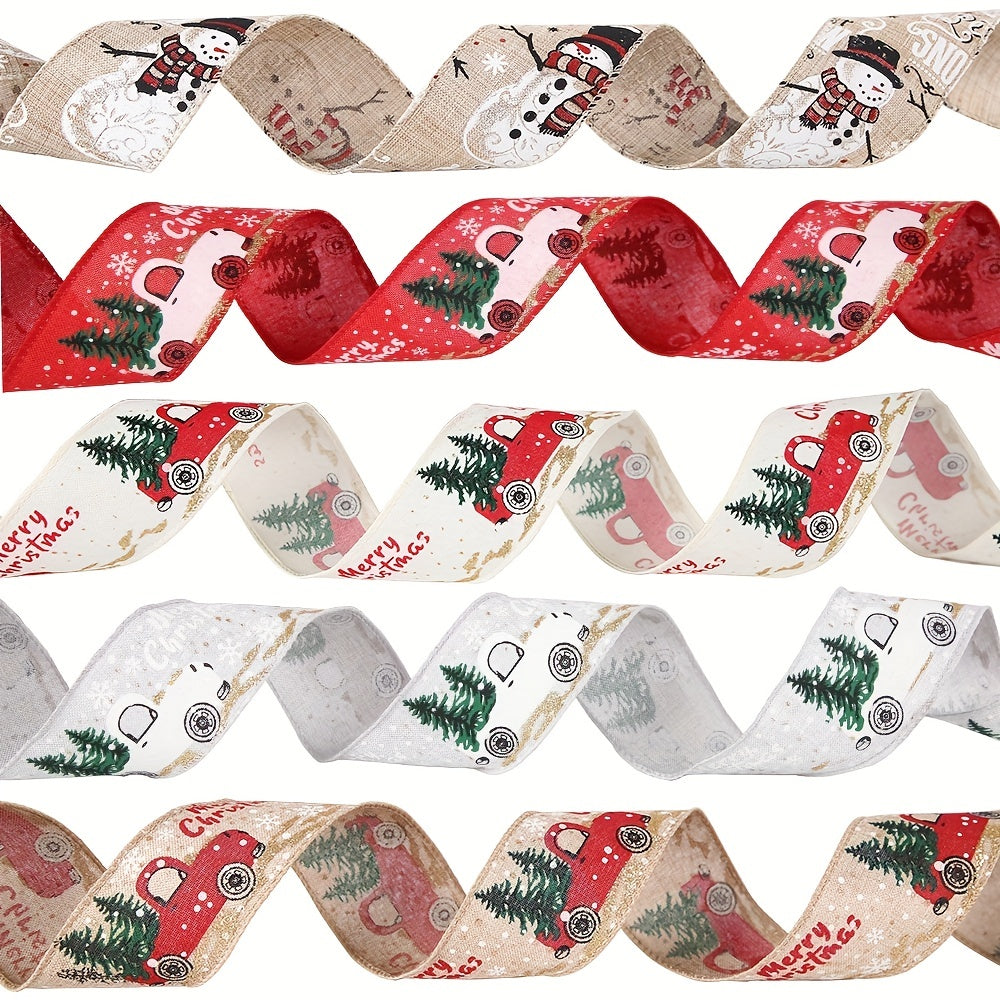 5m Christmas Ribbon Colorful Car Printing