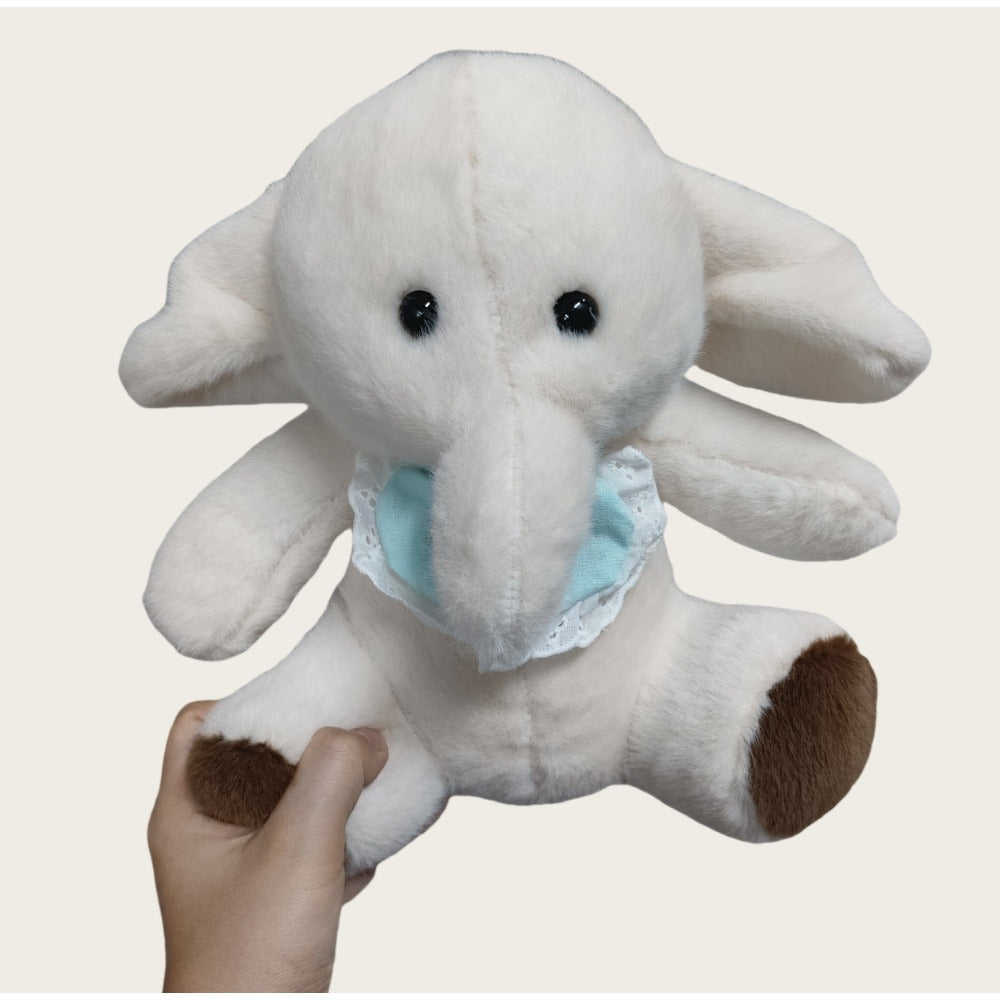 Fluffy Elephant Plush Toy w/ Baby Strap Soft Polyester Material