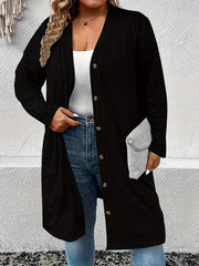  Solid Long Sleeve Button Up Cardigan