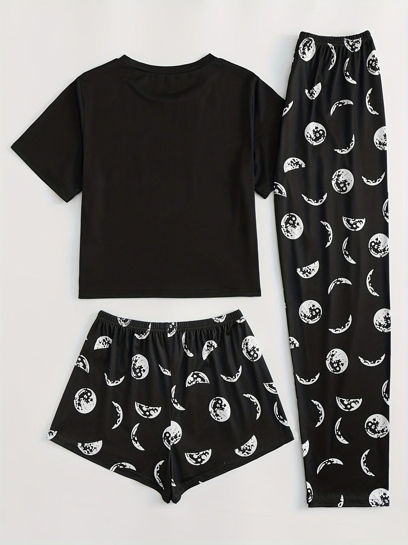 Starry Print Pajama Set Short Sleeve Crew Neck Top & Bottoms