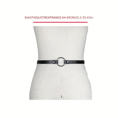 Circle Rivet PU Leather Belt Thin Gothic Waistband Adjustable Punk Belts
