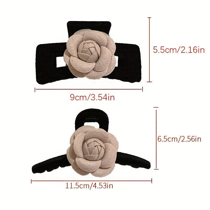 Camellia Flower Corsage Hair Clip Women Bow French Barrette Fall Accessory