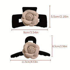 Camellia Flower Corsage Hair Clip Women Bow French Barrette Fall Accessory