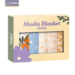 5Pcs Orange Rainbow Moon Baby Bibs Muslin Burp Cloth