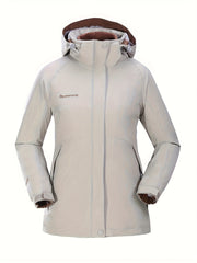 Outdoor Ski Jacket Windproof Waterproof Fleece Lined Thermal Hooded Jacke