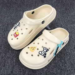Women's Platform Cartoon Bear Garden Clogs Hollow Out Sandals