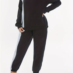  Colorblock Round Neck Top & Jogger Pants Set
