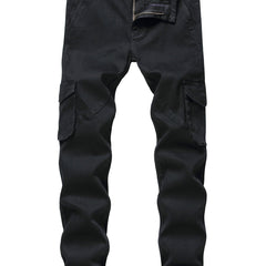 Men's Slim Fit Cargo Denim Jeans With Pockets