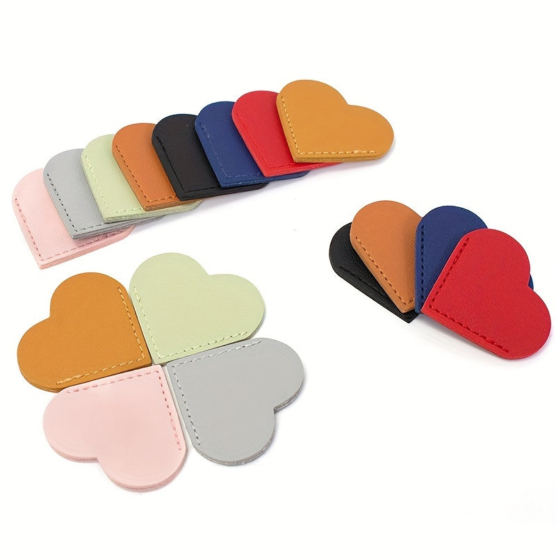 1pc 5pcs Red Orange Pink Portable Leather Heart Bookmark Protective Case