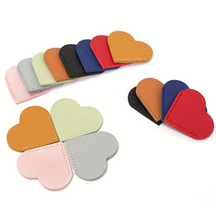 1pc 5pcs Red Orange Pink Portable Leather Heart Bookmark Protective Case