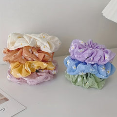7pcs Floral Print Scrunchie Hair Tie Ponytail Holder Hair Band Accessory