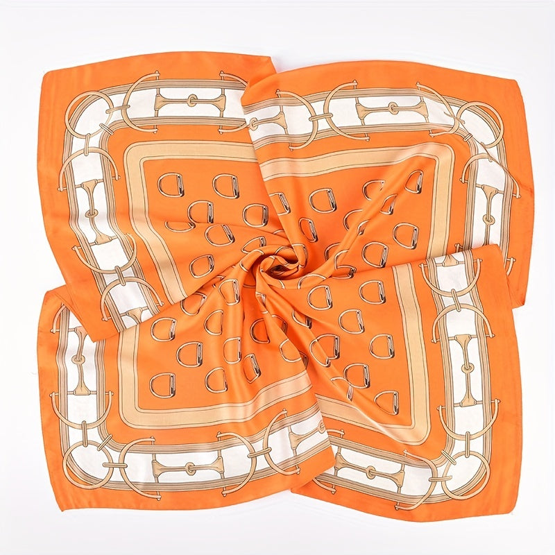 Vintage Chain Print Bandana Silk Square Scarf Shawl Neckerchief