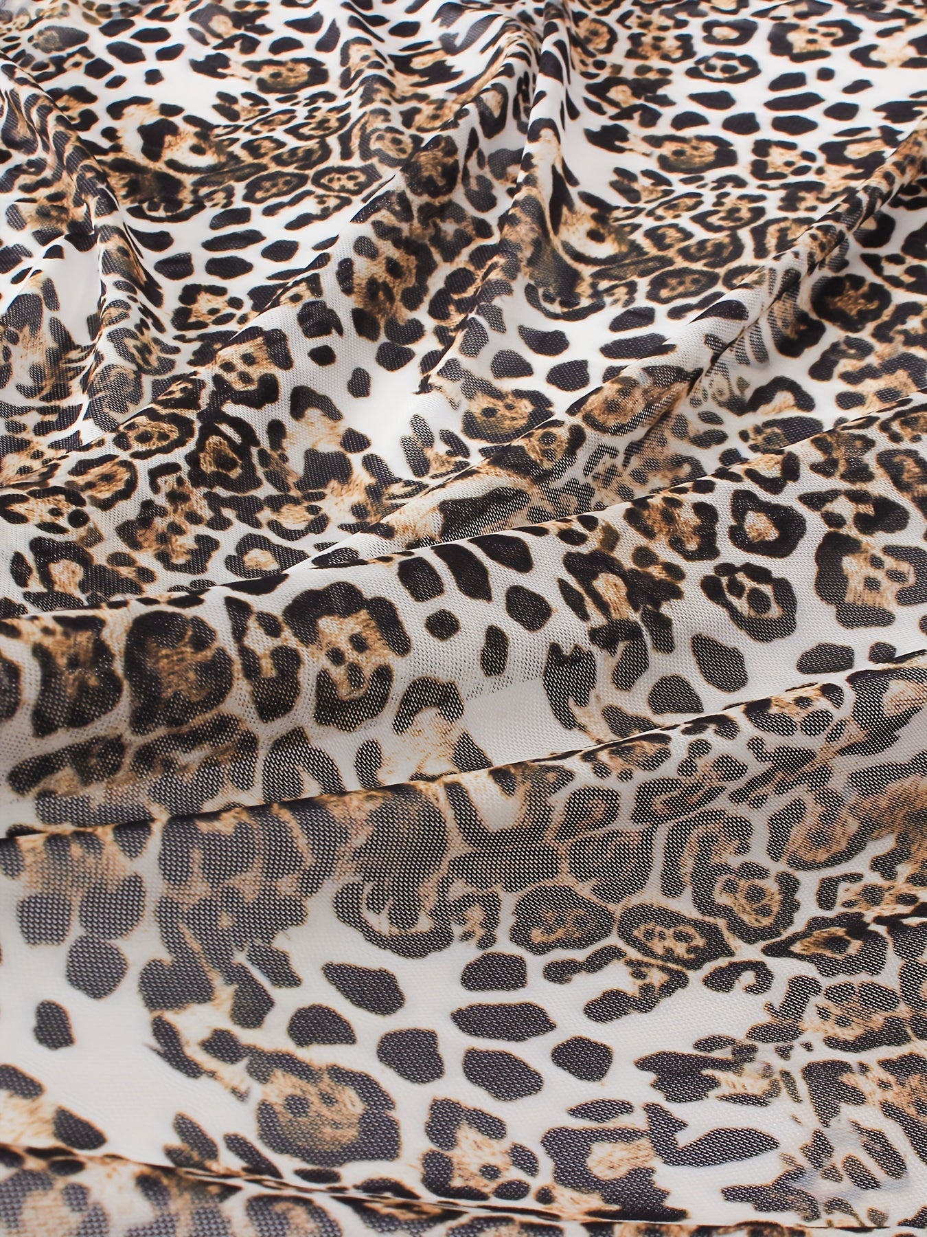  Leopard Print Wrap Mesh Beach Cover Up Skirt