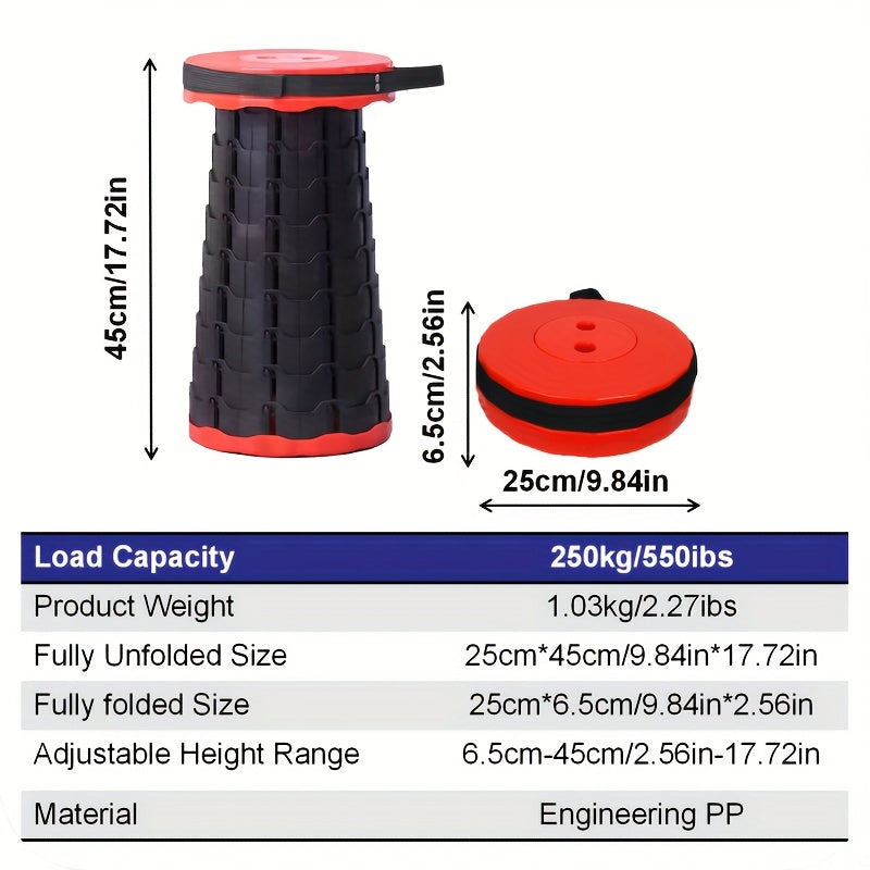 Plastic Folding Telescopic Stool Portable Lightweight Stool