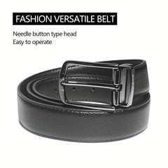 Men's Cowhide Leather Belt Brown Dual Flip Buckle + Box