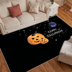 Pumpkin Pattern Carpet Halloween Gothic Floor Rug Machine Washable Anti Stains