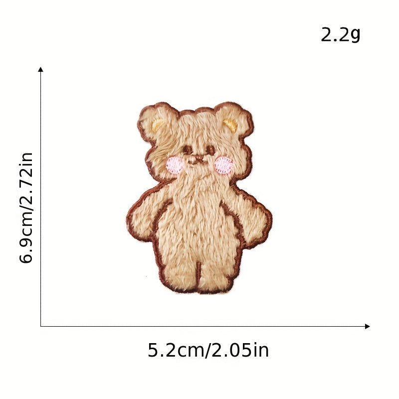7pc Plush Iron On Patches Embroidered Applique DIY Crafts For Clothing