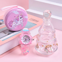Girls' Magical Watch Set with Glowing Quartz Movement & Heart Charms