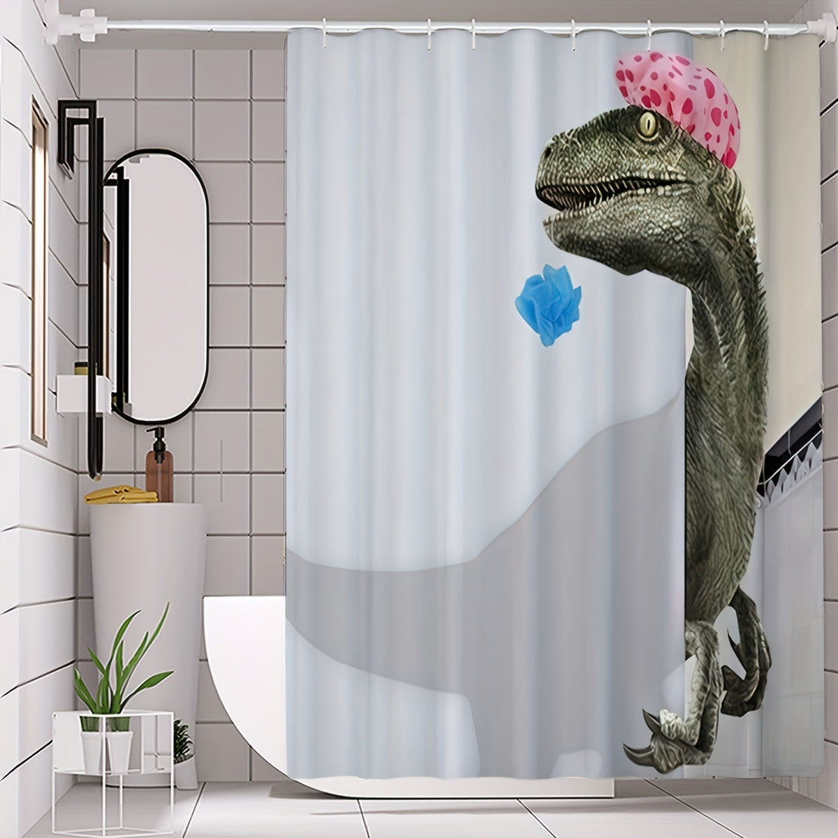 Waterproof Dinosaur Shower Curtain - Bathroom Decor