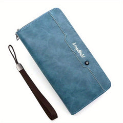 Men's Leather Zipper Business Clutch Bag Large Capacity Purse Wallet
