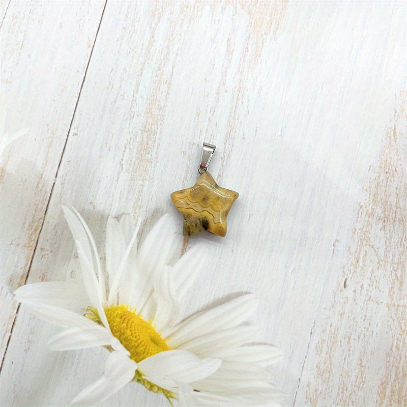 Natural Crystal Star Pendant Healing Gemstone Men