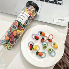 20pcs Cartoon Fruits Hair Tie for Girls Women