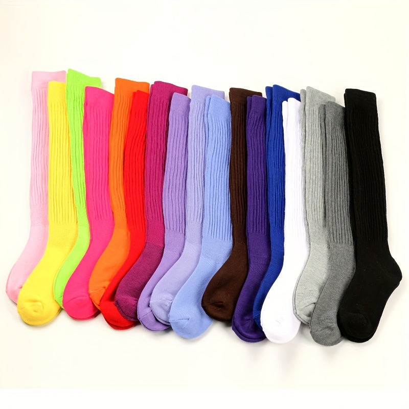 Thermal Knee High Socks Knit Style Solid Calf Socks Women's Stockings