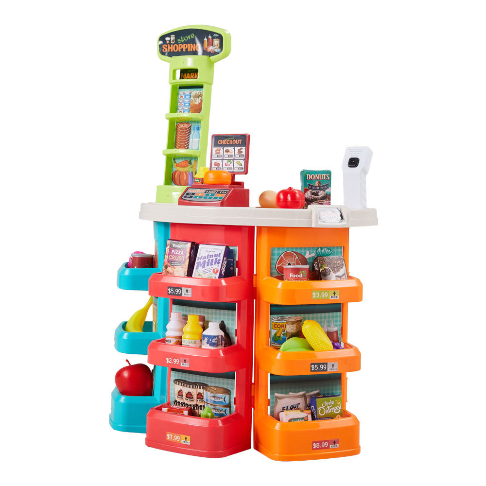 Kids Supermarket Playset 76pcs Grocery Shop Toy with Checkout Counter